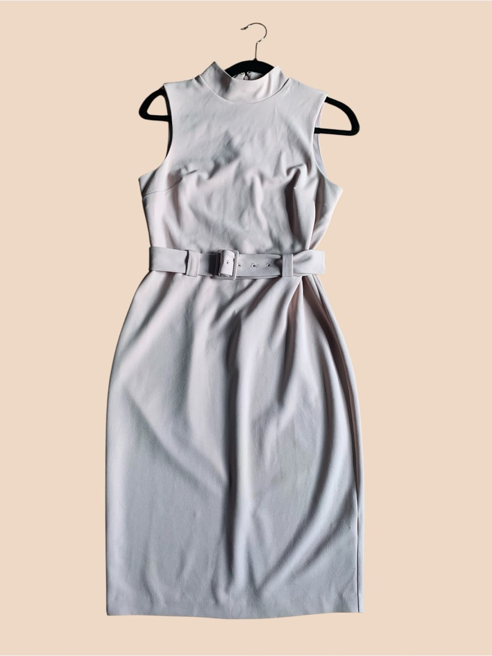 Express soft Pink- k Sleeveless Belted Midi Dress